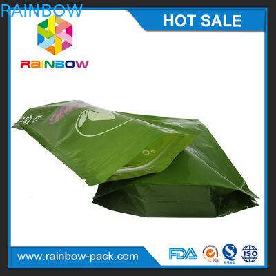 Las bolsitas de té verdes que empaquetan Mylar impreso se levantan el bolso Ziplock con la ventana clara