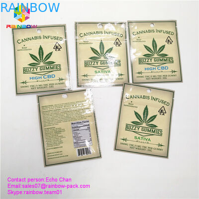 2018 nuevos cáñamos infundieron los cummies buzzy alto bolso de CBD/de THC con venta caliente ziplock en CA