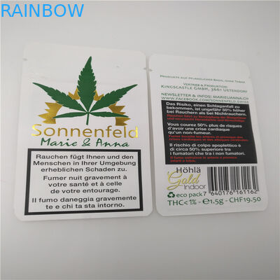 El blanco de Hotstamped modificó las bolsas de papel de las hojas para requisitos particulares de CBD, papel de Kraft que empaquetaba para las hojas del tabaco CBD