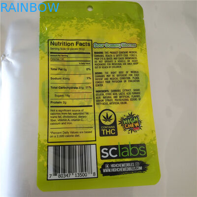 El dulce de azúcar de Cbd Thc siembra las bolsas de plástico termosoldables, bolsita del papel de aluminio para Cbd gomoso