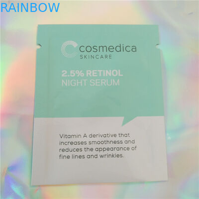 Cosméticos de empaquetado de la bolsita de la muestra de aluminio de la bolsa plástica del papel, bolsita cosmética de la muestra del lacre lateral tres