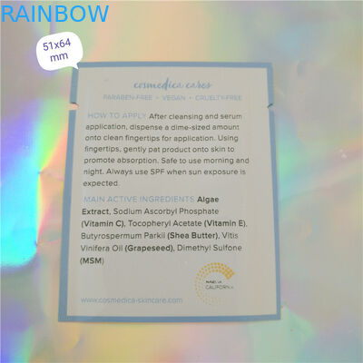 Cosméticos de empaquetado de la bolsita de la muestra de aluminio de la bolsa plástica del papel, bolsita cosmética de la muestra del lacre lateral tres