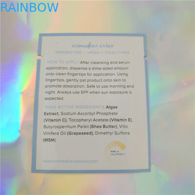 Cosméticos de empaquetado de la bolsita de la muestra de aluminio de la bolsa plástica del papel, bolsita cosmética de la muestra del lacre lateral tres