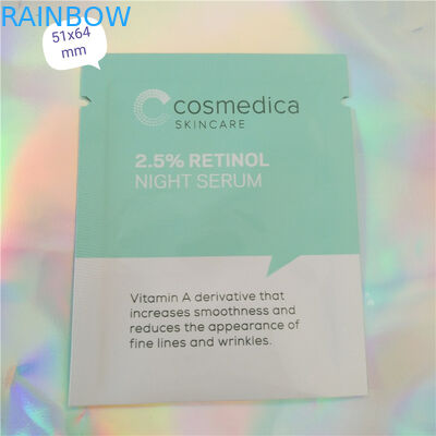 Cosméticos de empaquetado de la bolsita de la muestra de aluminio de la bolsa plástica del papel, bolsita cosmética de la muestra del lacre lateral tres