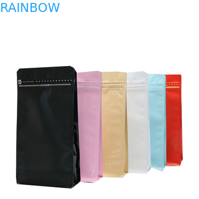 bolso de café laminado que se puede volver a sellar del envase de plástico de la comida de la parte inferior plana del bloque del papel de aluminio 500g 1kg con la válvula