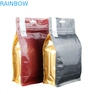 bolso de café laminado que se puede volver a sellar del envase de plástico de la comida de la parte inferior plana del bloque del papel de aluminio 500g 1kg con la válvula