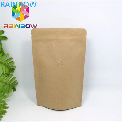 Levántese las bolsas de papel modificadas para requisitos particulares plásticas de la bolsa de papel de Brown Kraft con la cerradura de la cremallera para el grano de café