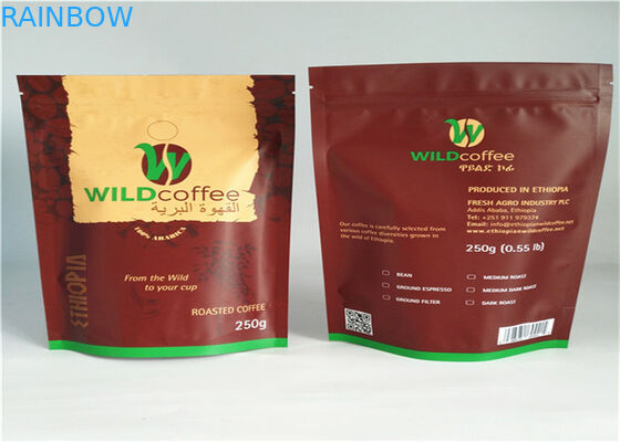 La cerradura plástica negra de la cremallera de los bolsos del embalaje de Mylar representa para arriba el café y el té