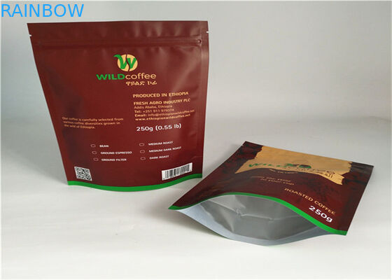 La cerradura plástica negra de la cremallera de los bolsos del embalaje de Mylar representa para arriba el café y el té