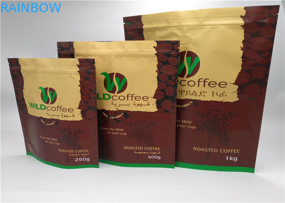 La cerradura plástica negra de la cremallera de los bolsos del embalaje de Mylar representa para arriba el café y el té