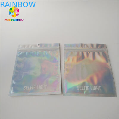 Bolso de empaquetado cosmético brillante del diamante, logotipo de encargo de la impresión de la bolsa lateral del sello 3