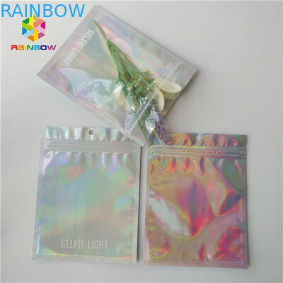 Brillantemente bolso de empaquetado cosmético del laser con olográfico delantero/trasero claro