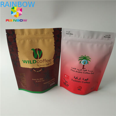 El gramo de encargo coloca el mate para arriba asado de la bolsa de Mylar del paquete del café acabado con el bolso de polvo del grano de café de la categoría alimenticia del papel de aluminio