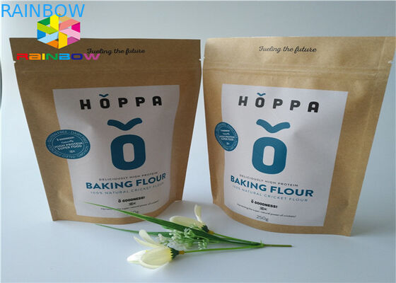 El papel de Kraft impreso modificado para requisitos particulares ziplock se levanta el bolso del envase de plástico del bocado de la cecina de la bolsa con la ventana clara