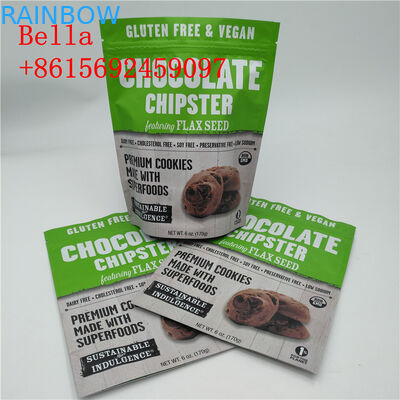 El papel de aluminio del color del arreglo para requisitos particulares empaqueta la manija del cierre en la parte superior para el empaquetado de la galleta