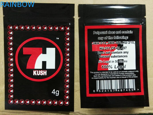 La etiqueta de encargo plástica de los bolsos 7h de la cremallera de la hoja brillante imprimió para las cápsulas de las semillas de CBD