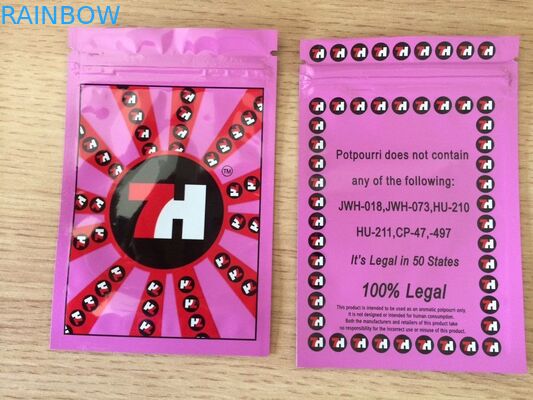 La etiqueta de encargo plástica de los bolsos 7h de la cremallera de la hoja brillante imprimió para las cápsulas de las semillas de CBD