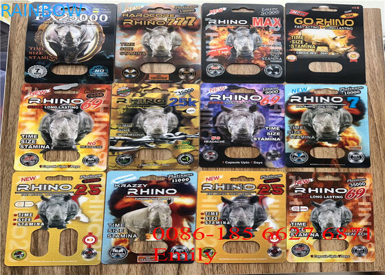 Tarjeta que empaqueta, empaquetado plástico de la ampolla de las etiquetas privadas de la ampolla de la píldora del rinoceronte