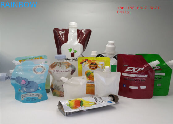 Bolsa reutilizable del canalón que empaqueta la categoría alimenticia plástica del apretón para el zumo de fruta