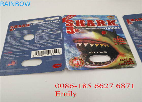 Material de empaquetado modificado para requisitos particulares del ANIMAL DOMÉSTICO de la tarjeta de la ampolla del logotipo para las píldoras masculinas del aumento