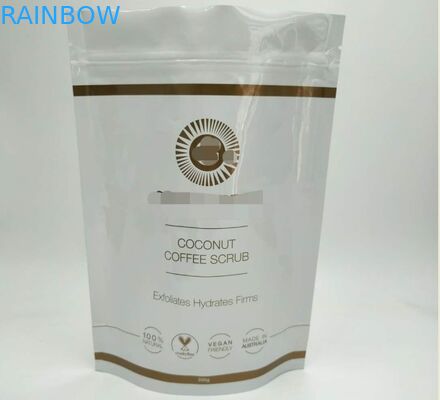 El bolso de empaquetado cosmético brillante blanco, coloca para arriba el bolso del papel de aluminio para el cuerpo empapa