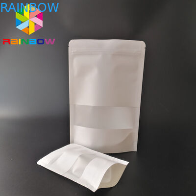 Bolsa de snack de bolsillo blanco envasado con papel kraft con ventana / cremallera transparente