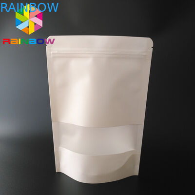Bolsa de snack de bolsillo blanco envasado con papel kraft con ventana / cremallera transparente