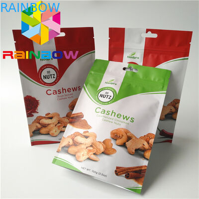 Embalaje personalizado de bocadillos laminado en papel 100 g Mylar k para galletas / frutas secas