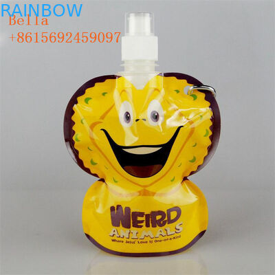 Embalaje de bolsas de chorro impreso a medida, bolsas de chorro líquido transparentes reutilizables para bebidas