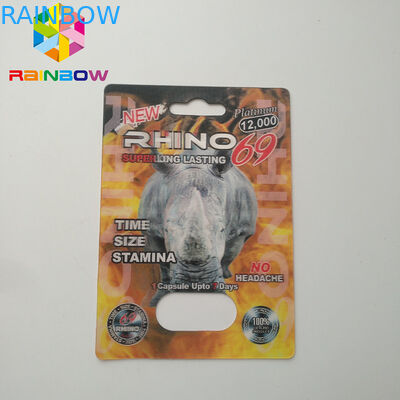 Ningún paquete de ampolla del dolor de cabeza que empaqueta la caja de tarjeta sexual del paquete del rinoceronte 69 de la cápsula de la píldora