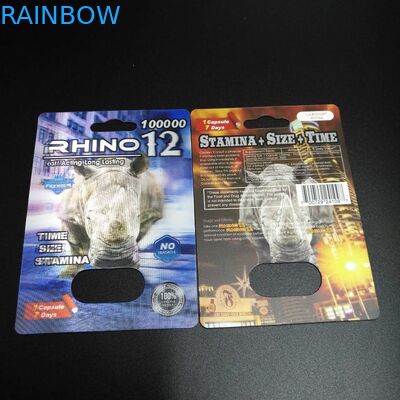 Ningún paquete de ampolla del dolor de cabeza que empaqueta la caja de tarjeta sexual del paquete del rinoceronte 69 de la cápsula de la píldora