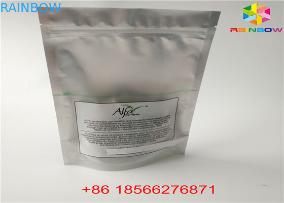 De plata brillantes se levantan el material de plástico transparente de empaquetado del bolso del papel de aluminio de la bolsa