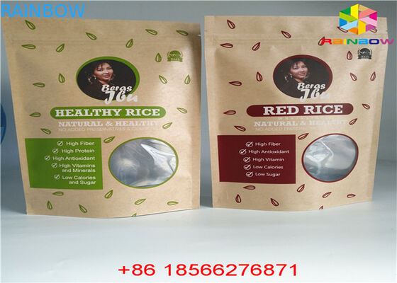 La bolsa modificada para requisitos particulares reutilizable de la comida de las bolsas de papel se levanta la prueba Ziplock del olor con la ventana