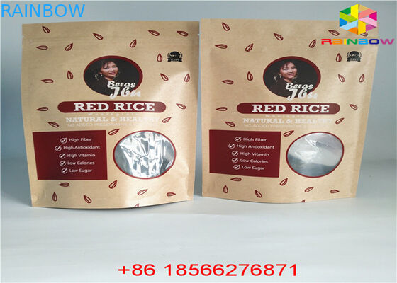 La bolsa modificada para requisitos particulares reutilizable de la comida de las bolsas de papel se levanta la prueba Ziplock del olor con la ventana