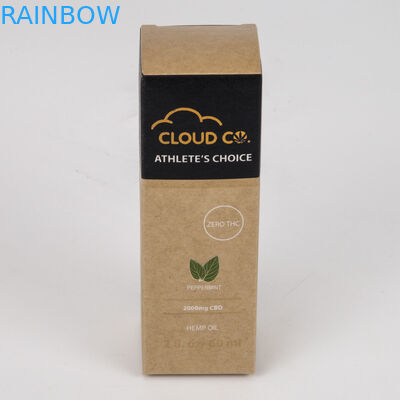 Botella de aceite de empaquetado grabada en relieve cosmético amistoso de Cbd del papel de Brown Kraft de la caja de papel de Eco aplicada