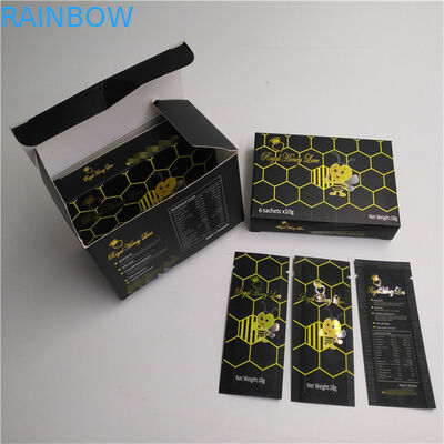 Caja de papel real de rey Honey del holograma del logotipo del laser del bolso de Malasia Vip de la bolsita real de encargo de la miel
