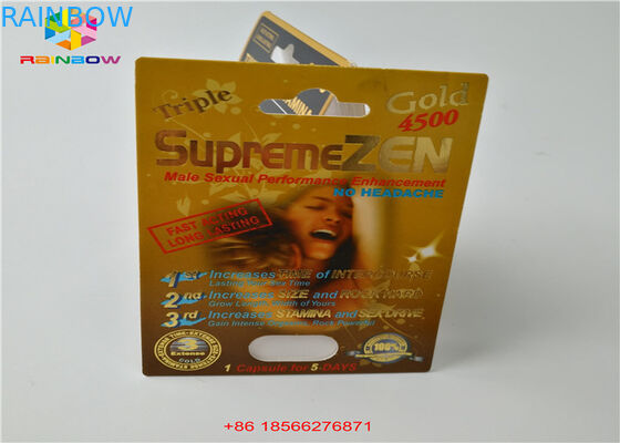 Tarjeta de la ampolla de la píldora del sexo que empaqueta la caja de papel de la cápsula de la caja de presentación 3D con el agujero doble