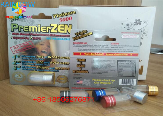 Tarjeta de la ampolla de la píldora del sexo que empaqueta la caja de papel de la cápsula de la caja de presentación 3D con el agujero doble