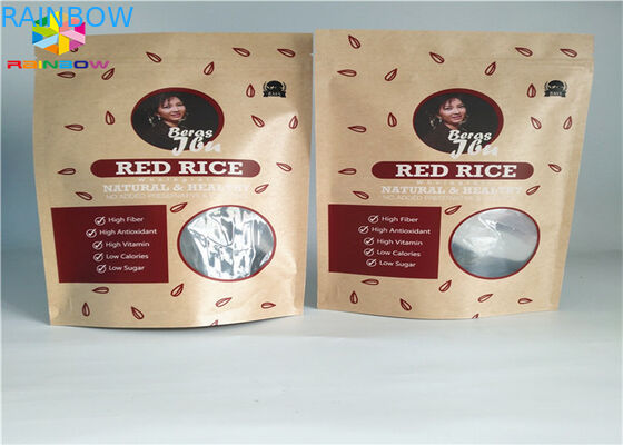 La aduana Ziplock imprimió las bolsas de papel que la comida se levanta el papel de Brown Kraft de la bolsa con la ventana