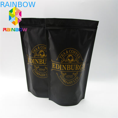 Bolsas plásticas de la categoría alimenticia que empaquetan el Ziplock FDA del bolso de café de la superficie del negro de Matt marcado