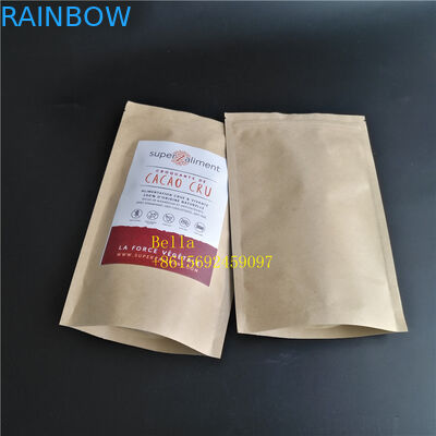 Bolsitas de té impresas logotipo de la hoja que empaquetan la bolsa de la cremallera del papel de Brown Kraft con la ventana clara