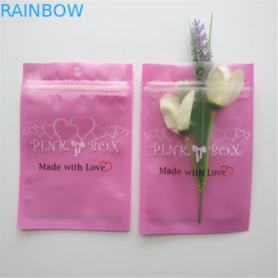 Bolsa rosada de empaquetado cosmética que se puede volver a sellar de la cremallera de la joyería del collar de los pendientes de la pestaña del bolso