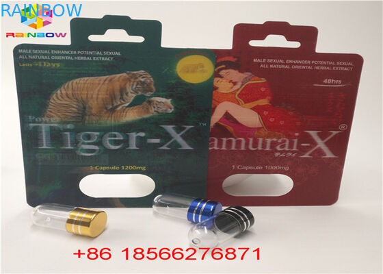 Impresión de la caja de presentación de Packa 3D de la tarjeta de la ampolla de la píldora del sexo CMYK reciclada con el agujero doble