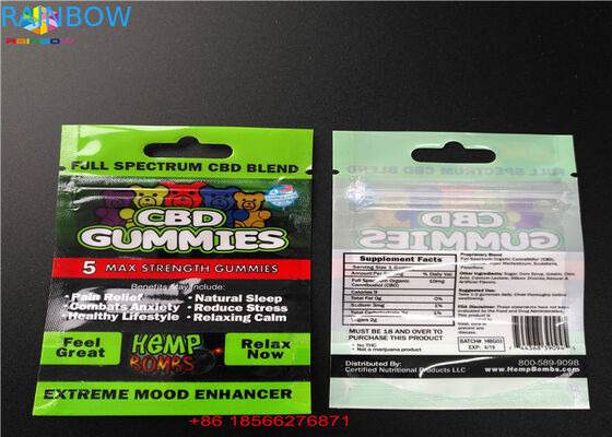 Bolsita de aluminio laminada bolsos plásticos de Packa de la ampolla de CBD GUMMIES con la ventana