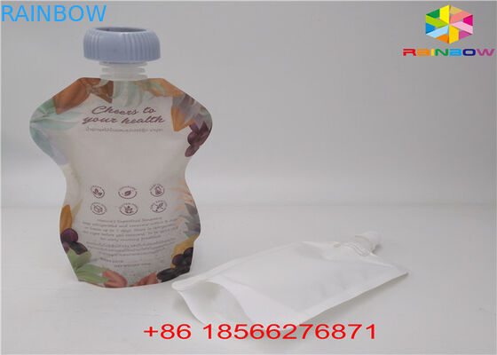 Los bolsos líquidos reutilizables del canalón, se levantan bolsas con el canalón del jugo de la hoja de Doypack del casquillo