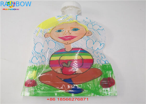 Los bolsos líquidos reutilizables del canalón, se levantan bolsas con el canalón del jugo de la hoja de Doypack del casquillo