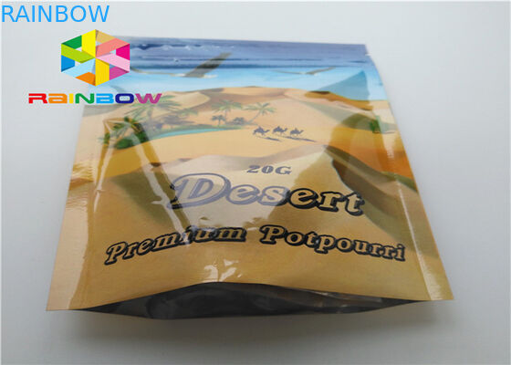 Bolsas plásticas del efecto brillante/mate que empaquetan el sello lateral tres para el incienso herbario