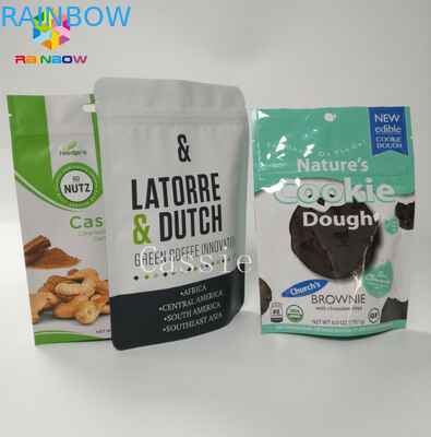 Brillantes plásticos que se puede volver a sellar acabados se levantan el artículo del acondicionamiento de los alimentos del bolso del bocado de la bolsa