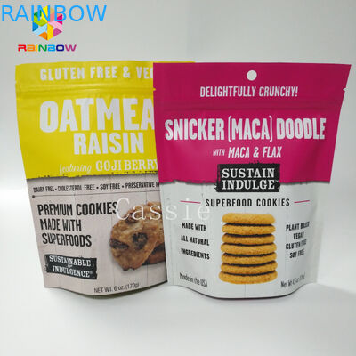 El papel de aluminio se levanta los bolsos Ziplock, color modificado para requisitos particulares los bolsos de empaquetado de los snacks