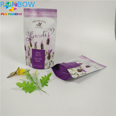 Bolsa mate de encargo de la hoja de la impresión que empaqueta el bolso del exfoliante corporal de la parte inferior plana con la cremallera